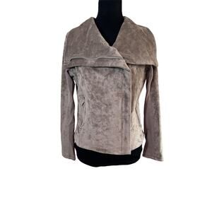 BlankNYC Faux Suede Moto Jacket Women’s Medium Tan Asymmetrical Zip Biker